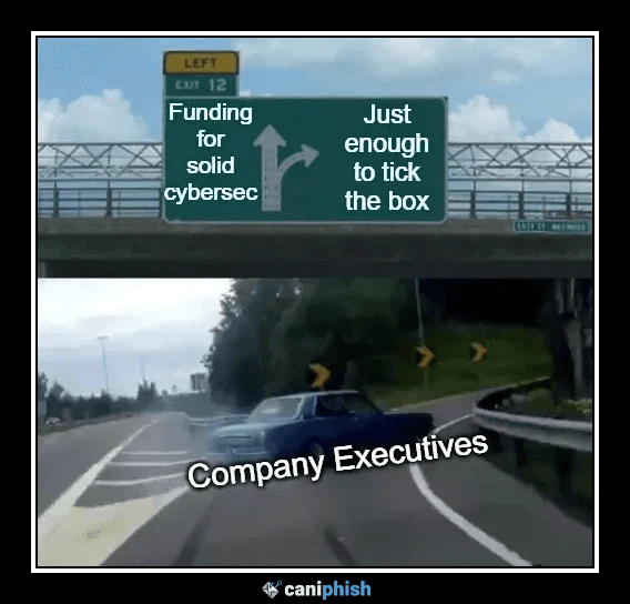 Cyber Security Funding Priorities Meme - A car sharply turning to the right