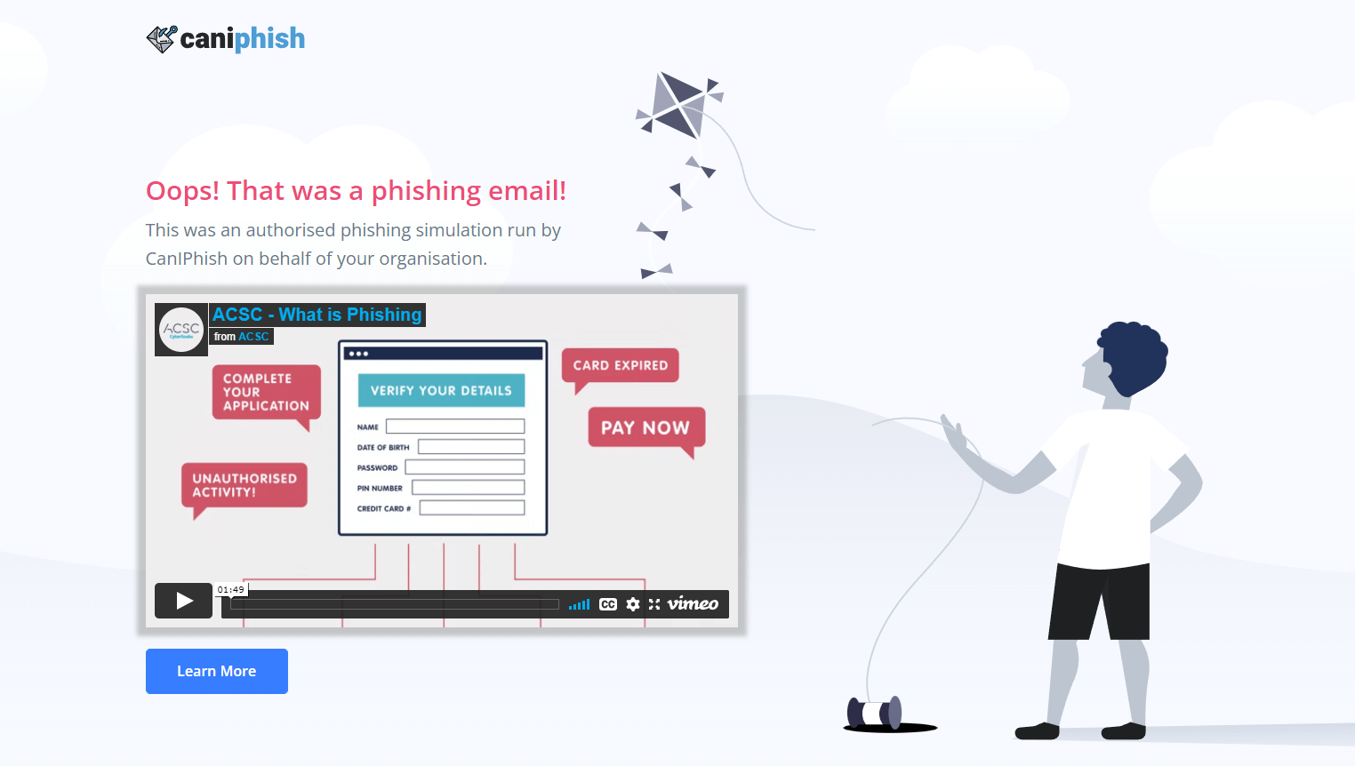 CanIPhish Phishing Success Screenshot